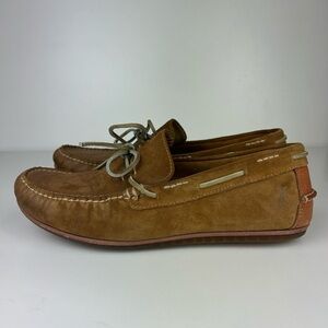 FRYE HARRIS TIE MOCCASIN LOAFER SUEDE LACE UP TAN MENS 11.5 SHOE